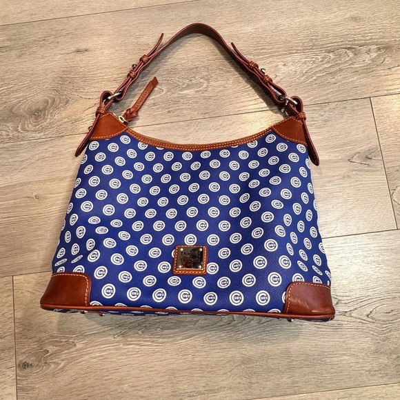 Dooney & Bourke Handbags - Dooney and Bourke MLB Cubs Hobo Shoulder Bag Handbag Purse Blue Leather